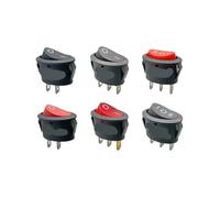 MCSEROST 6 interruptores basculantes de 3 y 2 Pines, Color Rojo Negro(Red 3Pin 2 Gear LED)