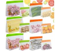MCTNCT 12 Piezas Bolsas Silicona Reutilizables, Bolsas de Almacenamiento Sin BPA, Bolsas Congelacion PEVA, Bolsas de Alimentos, Bolsas de silicona Zip para Carne Fruta Sandwich leche Verduras