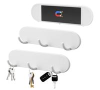 MCTNCT 3 Piezas Colgador Llaves Pared Magnético, Tablero para Llaves con 3 Ganchos,Colgadores Adhesivos Llavero Magnético,Colgador de Llaves,Zona de Entrada, Salón, Cocina, Armario,Blanco