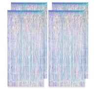 MCTNCT 4 Piezas Cortina de Lámina Metálica Irisada con Purpurina, Cortina de Lámina Metálica Fondo de Foto Decoración de Fiesta Cortina de Purpurina Cumpleaños Navidad Frozen Sirena Niña (1m x 2m)