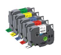MCUXMVUMI 2 uds 5 uds 24mm TZe251 Cinta de Etiquetas Compatible Tze-251 Tz 251 Cinta laminada Negra sobre Blanca para Fabricante de Etiquetas(5PK 5Mixed Colors)