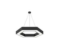 MCWYH Lámpara colgante de techo hexagonal de metal, lámpara LED negra integrada contemporánea, iluminación colgante LED moderna para sala de estar, hotel, restaurante, luz cálida