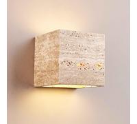 MCWYH Lámpara de pared para exteriores de travertino amarillo natural, lámpara de pared con fuente de luz LED montada en la pared de 9W, aplique de pared de pasillo de entrada de escalera de casa retr