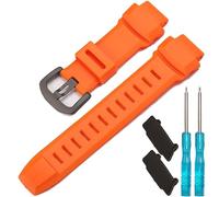 MCXGL Correa de reloj de silicona compatible con Casio PRG 250 260 500 550 PRW 2500 3500 5000 5000 correa de reloj para hombre, correa de goma de repuesto impermeable de 18 mm (hebilla naranja negra)