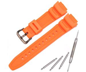 MCXGL Correa de repuesto de resina natural compatible con AE-1200 SGW-300H MRW-200H W-735H F-108WH, correa de goma impermeable (18 mm, naranja)