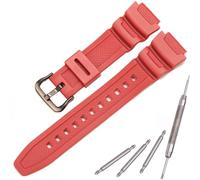 MCXGL Correa de repuesto de resina natural compatible con Casio AE-1200 SGW-300H MRW-200H W-735H correa de goma impermeable, rosso, 18mm, Moderno