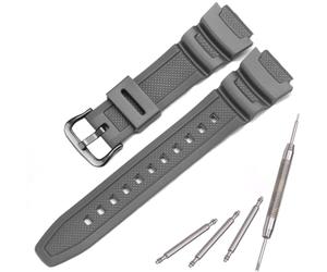 MCXGL Correa de repuesto de resina natural compatible con Casio AE-1200 SGW-300H MRW-200H W-735H correa de goma impermeable, gris, 18mm, Minimalista