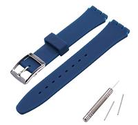 MCXGL Correa de repuesto para Swatch correa de goma de silicona a prueba de sudor con hebilla de acero inoxidable de 19 mm, azul marino