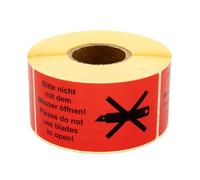 MD Labels Etiquetas de advertencia en rollo de 100 x 50 mm - 500 Por favor, no abras con el cuchillo. No utilices blades to abierto. - Etiquetas de envío - Instrucciones de envío - Etiquetas adhesivas