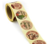 MD Labels Pegatinas de Feliz Navidad de 35 mm, 200 etiquetas adhesivas para regalos, sobres de Navidad, tarjetas de felicitación, envoltura de regalos, estrellas, etiquetas de renos