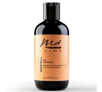md LINE Espuma de ducha con protección solar para cabello y cuerpo después del sol, mar y piscina, mantiene tonos y bronceado - Fórmula natural suave hidratante, champú profesional sin sulfatos ni