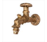 MD technic Grifo nostálgico con forma de cabeza de león con rueda de mano para el jardín, grifo de salida antiguo.