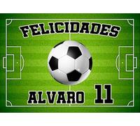 MDA Foto Comestible, OBLEA o Papel de AZÚCAR, FÚTBOL, ELIJA SU EQUIPO HAGA clic en "Personalizar ahora", Foto personalizada con nombre, Edad y Texto, para Tartas y Magdalenas de Cumpleaños 2
