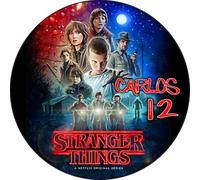 MDA Foto Comestible, OBLEA o Papel de AZÚCAR, STRANGER THINGS, Pesonalizada Foto con Nombre, Edad y Texto, para Tartas y Magladenas de Cumpleaños, Varios Tamaños. Disco 4