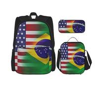 MDATT American Camouflage Purple Mochila para Niñas Mochilas Escuela con Lonchera y Estuche 3 en 1 Juego de Bolsas Escolares, Banderas americanas y brasileñ, Talla única
