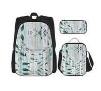 MDATT American Camouflage Purple Mochila para Niñas Mochilas Escuela con Lonchera y Estuche 3 en 1 Juego de Bolsas Escolares, Resumen Shoal of Fish, Talla única