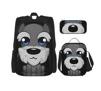 MDATT American Camouflage Purple Mochila para Niñas Mochilas Escuela con Lonchera y Estuche 3 en 1 Juego de Bolsas Escolares, Adorable Schnauzer, Talla única