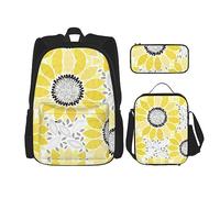 MDATT American Camouflage Purple Mochila para Niñas Mochilas Escuela con Lonchera y Estuche 3 en 1 Juego de Bolsas Escolares, Girasoles abstractos, Talla única