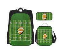 MDATT American Football Field Ball - Mochila deportiva con fiambrera, mochila de anime, mochila escolar, mochila para libros, juego de mochila para tres personas, Black, Talla única, Juego de mochila
