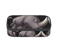 MDATT Angry Rhino Colorido Estuche para lápices con cremallera Organizador para oficina y viaje, Black, Talla única, Maleta