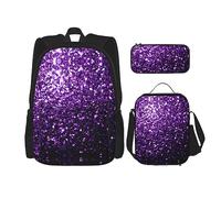 MDATT Beauty Grand Canyon - Mochila escolar para niñas con lonchera y estuche escolar 3 en 1, Hermosa purpurina morada, Talla única