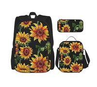 MDATT Beauty Grand Canyon - Mochila escolar para niñas con lonchera y estuche escolar 3 en 1, Hermosos girasoles, Talla única