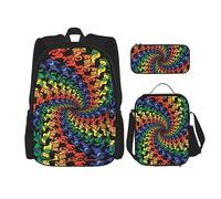 MDATT Beauty Grand Canyon - Mochila escolar para niñas con lonchera y estuche escolar 3 en 1, Oso bailando Tie Dye, Talla única