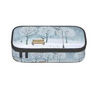 MDATT Birds in the Park On A Snowy Day Colorido Estuche para lápices con cremallera Bolsa Organizador para Oficina Viaje Caja, Black, Talla única, Maleta