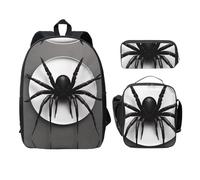 MDATT Black Spider - Mochila versátil con bolsa de almuerzo, estuche para lápices, equipo de viaje ligero para uso diario, Black, Talla única, Organizador de bolsas