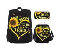 MDATT Blessed to Be Called Nana - Mochila de girasol con fiambrera, mochila de anime, mochila escolar, mochila para tres personas, Black, Talla única, Juego de mochila escolar