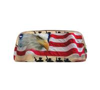 MDATT Bolsa de cuero para lápices con estampado americano del Día de las Fuerzas Armadas para estudiantes, bolsa con cremallera para bolígrafos, lápices, marcadores, Silver, Talla única, Neceser de
