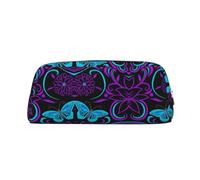 MDATT Bolsa de piel con estampado de mariposas en una hermosa flor para bolígrafos, lápices, marcadores, Silver, Talla única, Neceser de maquillaje