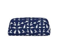 MDATT Bolsa de piel con estampado de tiburón con varios gestos para bolígrafos, lápices, marcadores, Silver, Talla única, Neceser de maquillaje