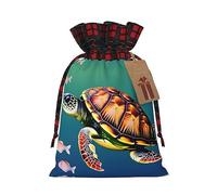 MDATT Bolsas de regalo con cordón de tortuga marina con peces, bolsas de regalo de 8 x 11 pulgadas para bodas, Navidad, cumpleaños, decoración de Halloween