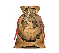 MDATT Bolsas de regalo de Navidad con mapa antiguo del mundo, pequeñas bolsas de regalo de Navidad, recuerdos de boda, regalos de Halloween, etc. 8 x 12 pulgadas