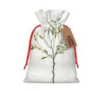 MDATT Bolsas de regalo de Navidad con ramas verdes y plantas naturales, pequeñas bolsas de regalo de Navidad, recuerdos de boda, regalos de Halloween, etc. 8 x 12 pulgadas