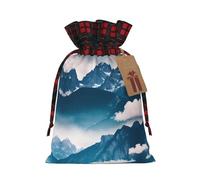 MDATT Bolsas de regalo de Navidad de paisaje con montañas, pequeñas bolsas de regalo de Navidad, recuerdos de boda, regalos de Halloween, etc. 8 x 12 pulgadas