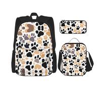 MDATT Bonita mochila de cerdo con lonchera y estuche de lápices de 3 pulgadas, mochilas Kawaii con bolsa de almuerzo a juego, Bonitas huellas de perro, Talla única, Mochilas de día