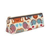 MDATT Bonito estuche de piel multifuncional con gran capacidad de almacenamiento, diseño triangular clásico, White, Talla única, Bolsa de maquillaje