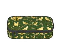 MDATT Brooklyn Bridge S - Estuche para lápices de gran capacidad con 4 compartimentos para hombres y mujeres, Patrón de pájaro de bambú, Talla única
