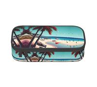 MDATT Brooklyn Bridge S - Estuche para lápices de gran capacidad con 4 compartimentos para hombres y mujeres, Paisaje de playa, Talla única