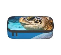 MDATT Brooklyn Bridge S - Estuche para lápices de gran capacidad con 4 compartimentos para hombres y mujeres, Tortuga marina grande, Talla única