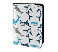MDATT Cartera de viaje con estampado de tiburones para pasaporte de viaje para mujeres y hombres, organizador de documentos, soporte para pasaportes para viajes, Black, Talla única