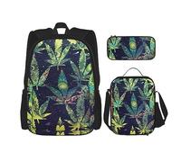 MDATT Ciencia abstracta ilustración química mochila 3D para niñas mochilas escuela con lonchera y estuche 3 en 1 juego de bolsas escolares, Una hierba de hojaldre en el tiempo, Talla única