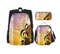 MDATT Ciencia abstracta ilustración química mochila 3D para niñas mochilas escuela con lonchera y estuche 3 en 1 juego de bolsas escolares, Música Abstr, Talla única