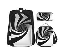 MDATT Ciencia abstracta ilustración química mochila 3D para niñas mochilas escuela con lonchera y estuche 3 en 1 juego de bolsas escolares, Abstracto Círculo Remol, Talla única