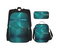 MDATT Ciencia abstracta ilustración química mochila 3D para niñas mochilas escuela con lonchera y estuche 3 en 1 juego de bolsas escolares, Espacio poligonal abstracto, Talla única