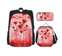 MDATT Ciencia abstracta ilustración química mochila 3D para niñas mochilas escuela con lonchera y estuche 3 en 1 juego de bolsas escolares, Corazón abstracto, Talla única