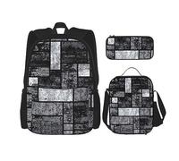 MDATT Ciencia abstracta ilustración química mochila 3D para niñas mochilas escuela con lonchera y estuche 3 en 1 juego de bolsas escolares, Gris abstracto, Talla única