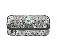MDATT Daisy Flowers1 - Estuche escolar para lápices con múltiples ranuras, bonita bolsa portátil para bolígrafos, estuches para la escuela y la oficina, Black, Talla única, Organizador de bolsas